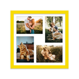 12X12 Inch 4 Opening Photo Collage Frame, Display Four 6X4 Inch Photos, Multi Aperture Family Picture Frame, Yellow - thumbnail 1