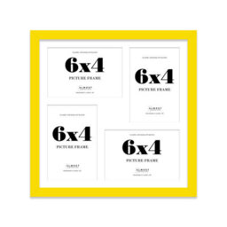 12X12 Inch 4 Opening Photo Collage Frame, Display Four 6X4 Inch Photos, Multi Aperture Family Picture Frame, Yellow - thumbnail 2