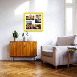 12X12 Inch 4 Opening Photo Collage Frame, Display Four 6X4 Inch Photos, Multi Aperture Family Picture Frame, Yellow - thumbnail 3