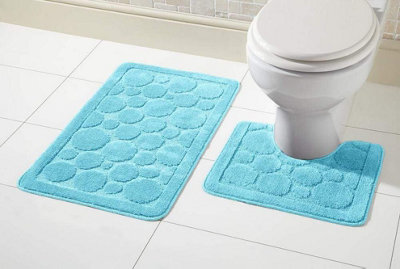 Cali Bath Mat Set In Aqua Blue