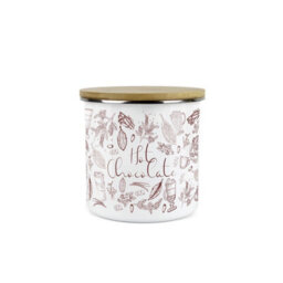Purely Home Rustic Hot Chocolate Canister - Vintage Style White Metal Enamel Kitchen Medium Sized Food Storage Container - thumbnail 1