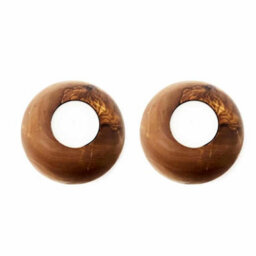 Verano Spanish Ceramics Olive Wood Natural Grained Home Décor Set Of 2 Rustic Tea Light Balls (H) 8.5Cm - thumbnail 2
