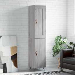 Berkfield Highboard Grey Sonoma 34.5X34X180 Cm Engineered Wood - thumbnail 1