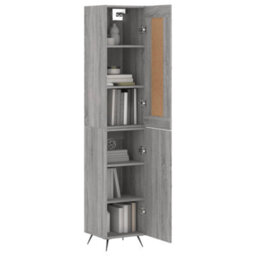 Berkfield Highboard Grey Sonoma 34.5X34X180 Cm Engineered Wood - thumbnail 3