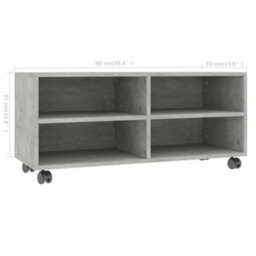 Berkfield Tv Cabinet With Castors Concrete Grey 90X35X35 Cm Engineered Wood - thumbnail 6