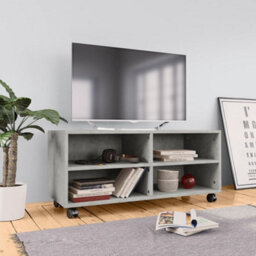 Berkfield Tv Cabinet With Castors Concrete Grey 90X35X35 Cm Engineered Wood - thumbnail 1