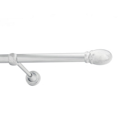 Toolty Chrome Metal Curtain Pole 19mm With Finials Rod Classic Brackets Oval 350Cm