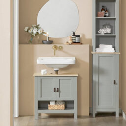 Sobuy Bzr69-Hg, Under Sink Cabinet Bathroom Vanity Unit Bathroom Storage Cabinet, Grey,w60Xd30Xh60 - thumbnail 2