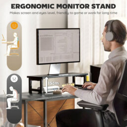 Wyld Haus Kadoso 168Cm Black Reversible Industrial L-Shaped Desk With Adjustable Shelves And Monitor Stand - thumbnail 7