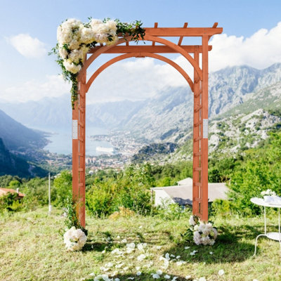 Costway Wooden Garden Arch Large Rose Trellis Pergola Arbour Climbing Plant Wood Archway - image 1