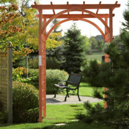 Costway Wooden Garden Arch Large Rose Trellis Pergola Arbour Climbing Plant Wood Archway - thumbnail 5