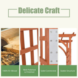 Costway Wooden Garden Arch Large Rose Trellis Pergola Arbour Climbing Plant Wood Archway - thumbnail 8