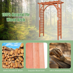 Costway Wooden Garden Arch Large Rose Trellis Pergola Arbour Climbing Plant Wood Archway - thumbnail 6