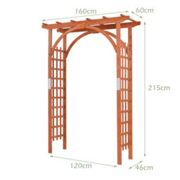 Costway Wooden Garden Arch Large Rose Trellis Pergola Arbour Climbing Plant Wood Archway - thumbnail 3