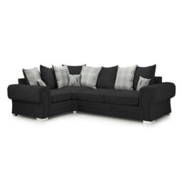 Furnishings For Less UK Milan 4 Seater L Shaped Corner Sofa Scatter Back Chesterfield Arms Black Left Hand Facing - thumbnail 1