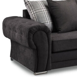 Furnishings For Less UK Milan 4 Seater L Shaped Corner Sofa Scatter Back Chesterfield Arms Black Left Hand Facing - thumbnail 2