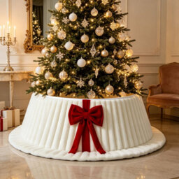 Amorly 43Cm Christmas Tree Collar, Plush Tree Collar Tree Stand Cover Xmas Tree Ring Stand Tree Basket Skirt For Winter Home Decorations - thumbnail 3