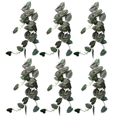 Leaf 6 X 120Cm Artificial Hanging Trailing Plant Alocasia Dragon Scale Dark - image 1