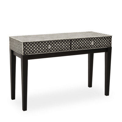 Orsina Exquisite Mother Of Pearl Console Table, Durable Sofa Table, Monochrome Design Console Table For Bedroom - image 1