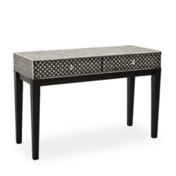 Orsina Exquisite Mother Of Pearl Console Table, Durable Sofa Table, Monochrome Design Console Table For Bedroom - thumbnail 1
