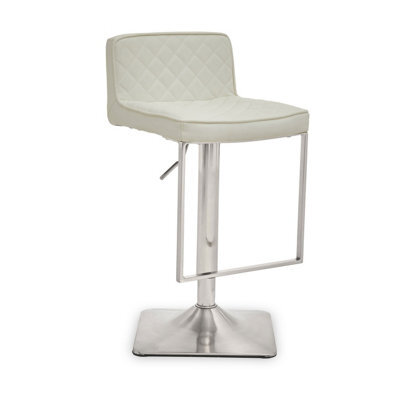 Orsina Baina White And Chrome Bar Stool With Square Base - image 1