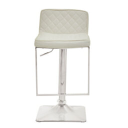 Orsina Baina White And Chrome Bar Stool With Square Base - thumbnail 2