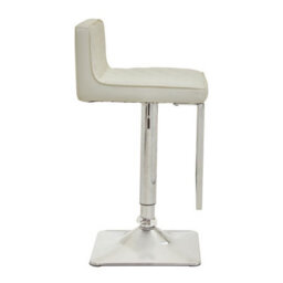 Orsina Baina White And Chrome Bar Stool With Square Base - thumbnail 3