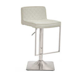 Orsina Baina White And Chrome Bar Stool With Square Base - thumbnail 9