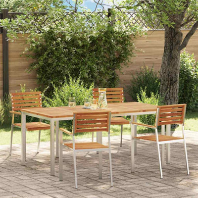 Berkfield Garden Dining Set 5 Pcs Solid Acacia Wood & Stainless Steel - image 1