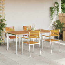 Berkfield Garden Dining Set 5 Pcs Solid Acacia Wood & Stainless Steel - thumbnail 4