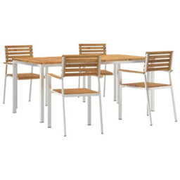 Berkfield Garden Dining Set 5 Pcs Solid Acacia Wood & Stainless Steel - thumbnail 2