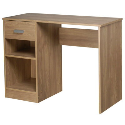 Urbn-Living Urbnliving Height 74Cm 1 Drawer Wooden Bedroom Computer Work Table Colour Oak Office Desk Dressing Jewellery Unit - image 1