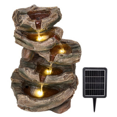Living And Home 5-Tier Solar-Powered Water Fountain, Faux Wood Root Design Outdoor Decor For Garden And Patio, 46Cm(H) - image 1