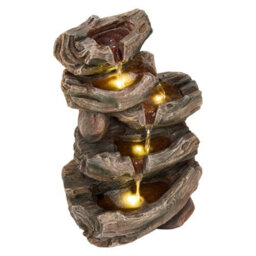 Living And Home 5-Tier Solar-Powered Water Fountain, Faux Wood Root Design Outdoor Decor For Garden And Patio, 46Cm(H) - thumbnail 2