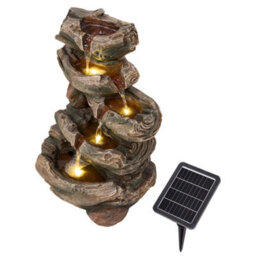 Living And Home 5-Tier Solar-Powered Water Fountain, Faux Wood Root Design Outdoor Decor For Garden And Patio, 46Cm(H) - thumbnail 3
