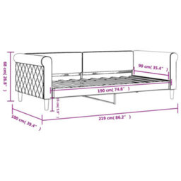 Berkfield Day Bed Light Grey 90X190 Cm Velvet - thumbnail 8