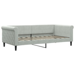 Berkfield Day Bed Light Grey 90X190 Cm Velvet - thumbnail 2