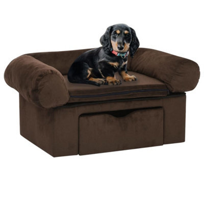 Berkfield Dog Sofa With Drawer Brown 75X50X38 Cm Plush - image 1