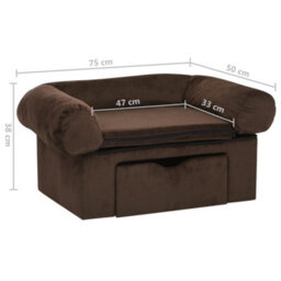 Berkfield Dog Sofa With Drawer Brown 75X50X38 Cm Plush - thumbnail 8
