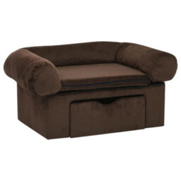 Berkfield Dog Sofa With Drawer Brown 75X50X38 Cm Plush - thumbnail 2