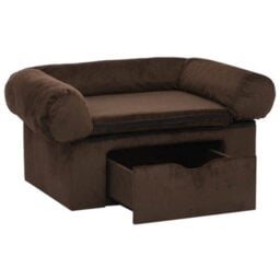 Berkfield Dog Sofa With Drawer Brown 75X50X38 Cm Plush - thumbnail 4