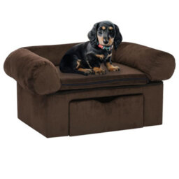 Berkfield Dog Sofa With Drawer Brown 75X50X38 Cm Plush - thumbnail 1