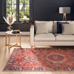 Loomed Terracotta Red Vintage Persian Inspired Washable Living Room Area Rug 160Cm X 230Cm - thumbnail 3