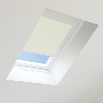 Bloc Blinds Cream Blackout Blind For Velux Roof Window Size   P04, White Frames - image 1