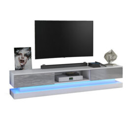 Creative Furniture Bloom Tv Unit 180Cm - White & Grey Gloss Doors And Led Lights - thumbnail 6