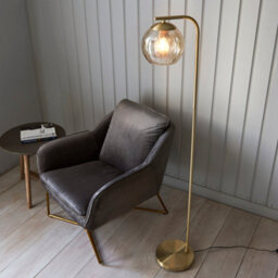 Anson Lighting Devante Gold Effect And Champagne Lustre Dimple Shade Modern 1 Light Floor Light - thumbnail 1