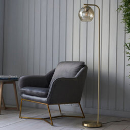 Anson Lighting Devante Gold Effect And Champagne Lustre Dimple Shade Modern 1 Light Floor Light - thumbnail 7