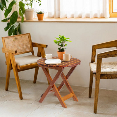 Foldable Round Bistro Coffee Side Table Outdoor Garden - image 1