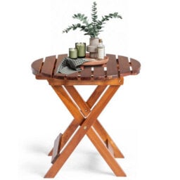 Foldable Round Bistro Coffee Side Table Outdoor Garden - thumbnail 3
