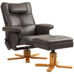 Brown Massage Recliner Chair With Footstool, Remote Control And Hidden Storage - thumbnail 1